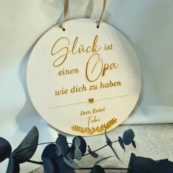Schild "Glück Opa"