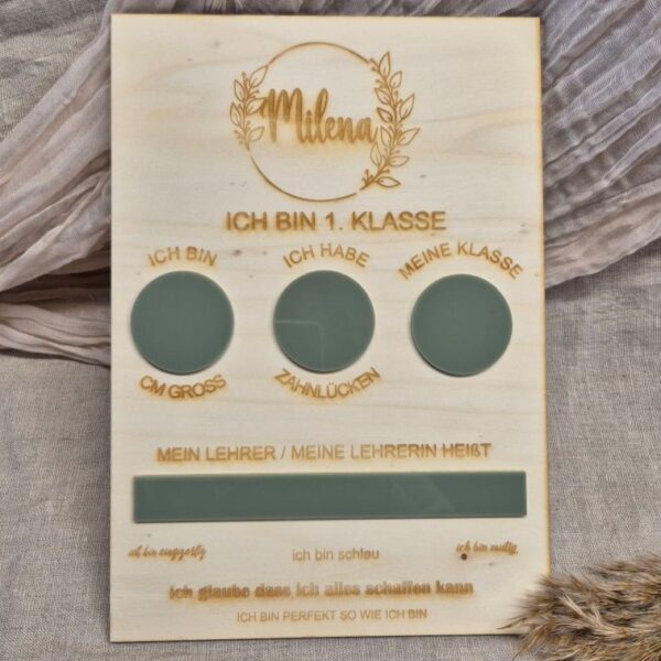 Holztafel "Ich bin 1. Klasse"