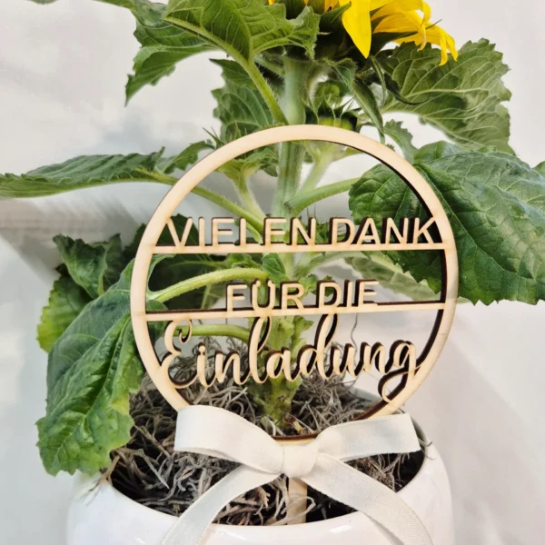 Caketopper / Blumenstecker "Vielen Dank f&uuml;r die Einladung"
