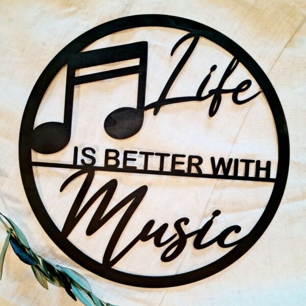 Loop aus Holz "Life is better with music"