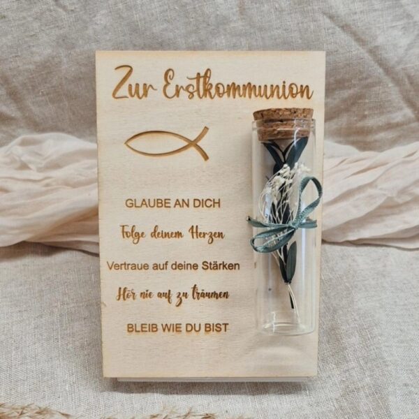 Holzkarte "Zur Erstkommunion"