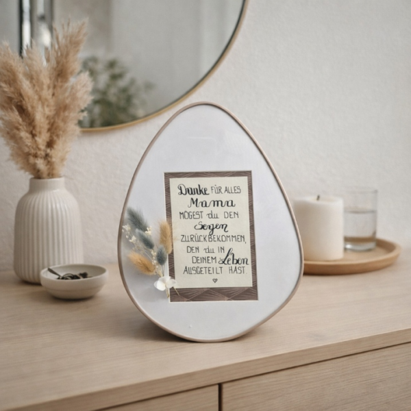 Bilderrahmen "danke Mama" mit Spruch handgeschrieben