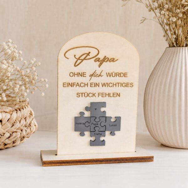 Puzzleaufsteller "Papa" aus Holz personalisiert