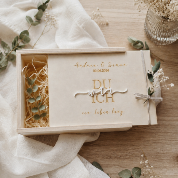 Geldgeschenkbox zur Hochzeit "WIR ein Leben lang" personalisiert